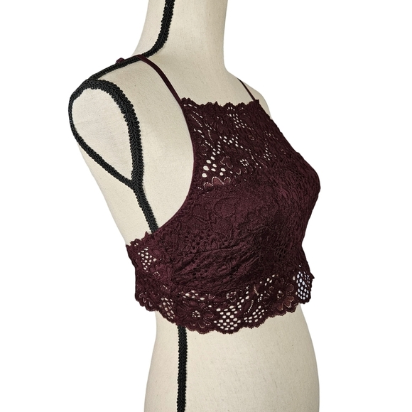 Aeri Racerback Lace Bralette, Burgundy, Medium - Picture 2 of 10